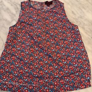 J. Crew Red and Blue Floral Sleeveless Tank Top